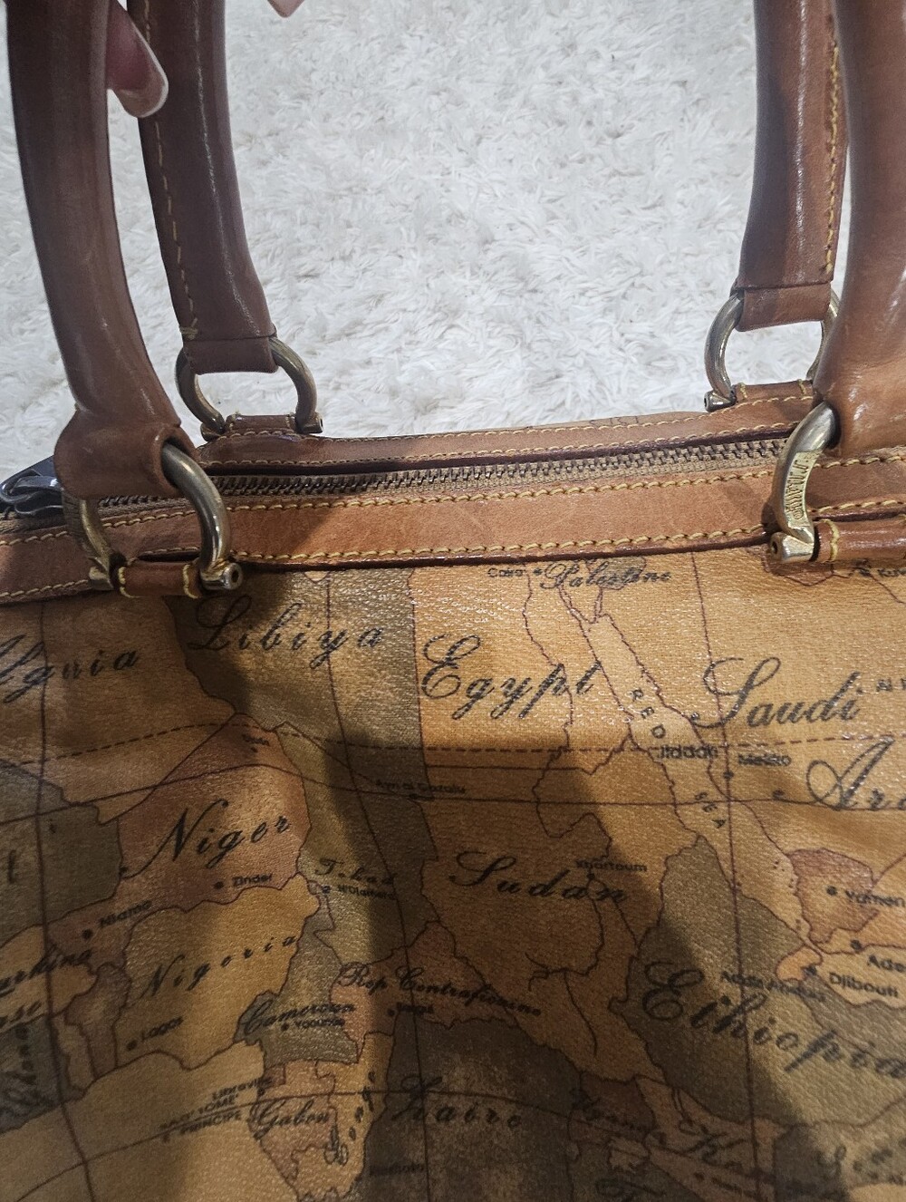 Alviero Martini Leather Map Two-Way Bag - Picture 6 of 9
